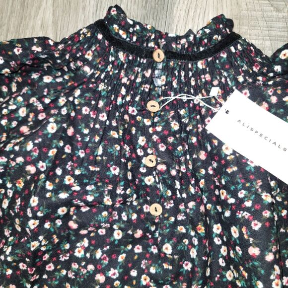 NWT Ali Specials Little Girls Floral Velvet Dress Size 9 - Picture 4 of 6